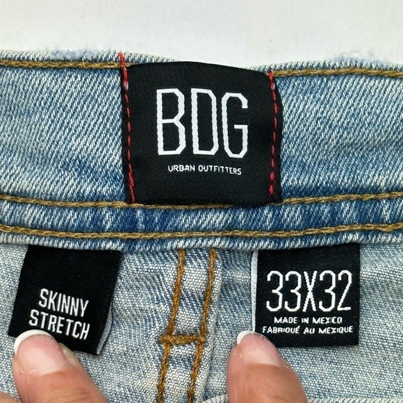 BDG Skinny Stretch Jeans 33W 32L Vintage De Split Distressed Raw Hem - Picture 8 of 16